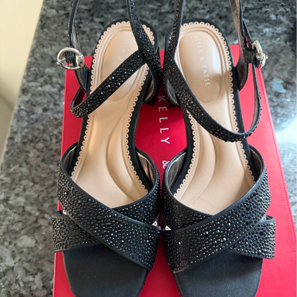 Kelly & Katie Black Sparkle Sandals